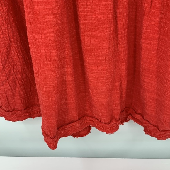 P Cill babydoll mini dress boxy red short sleeve pockets cotton a-line Large - Picture 3 of 5